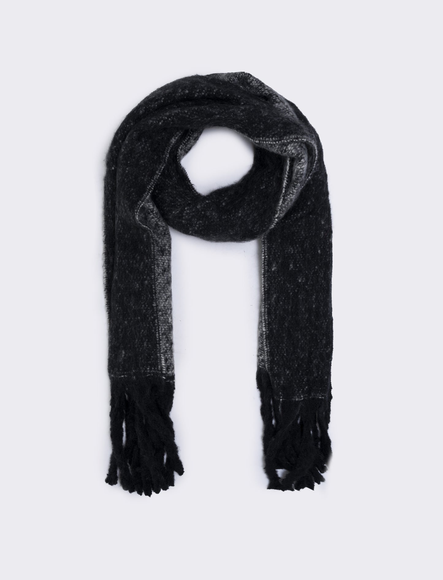 Sciarpa tinta unita con frange - Nero