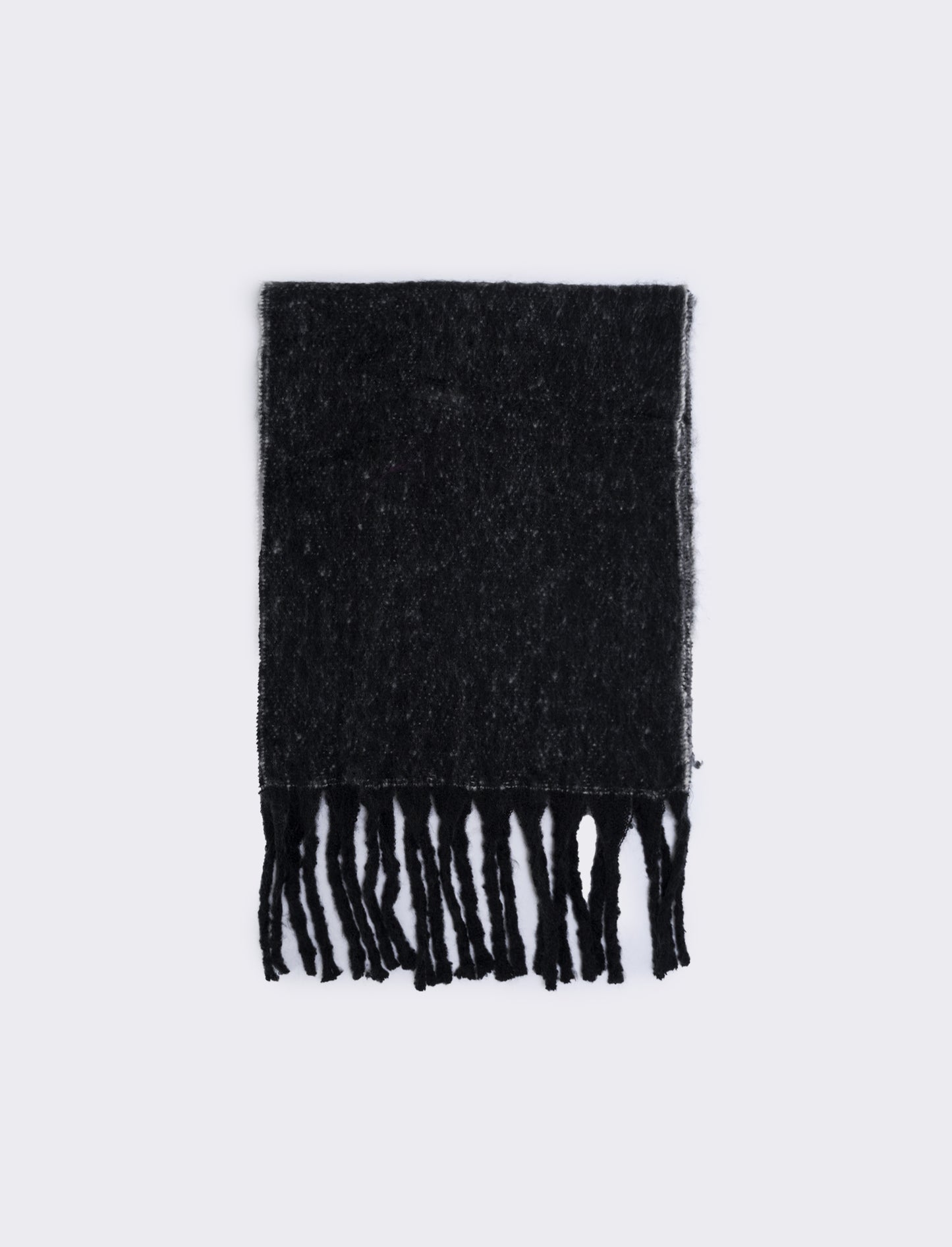 Sciarpa tinta unita con frange - Nero