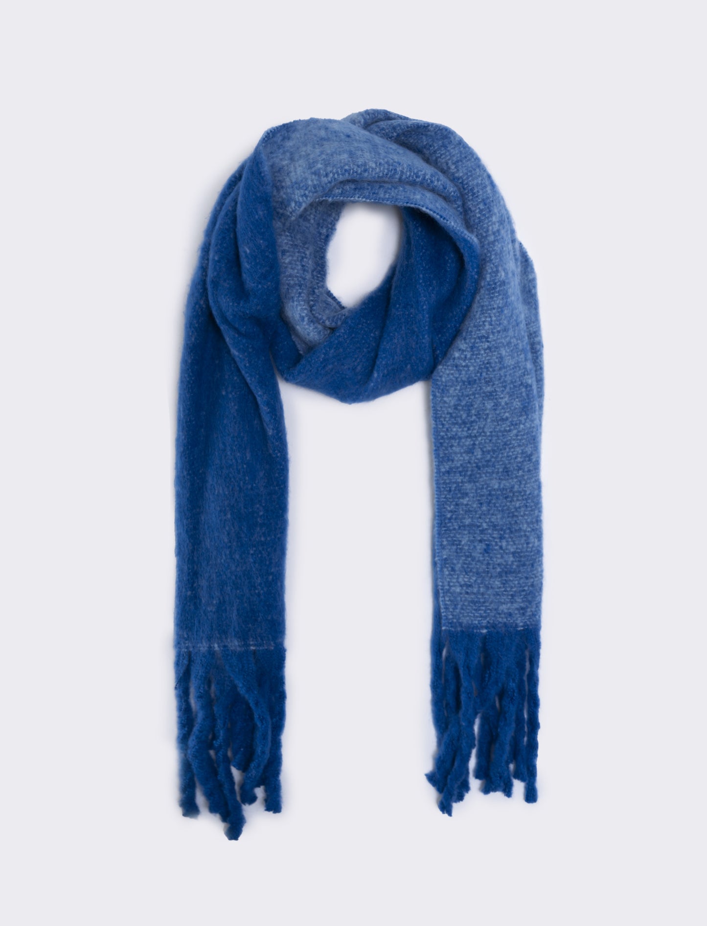 Sciarpa tinta unita con frange - Blu