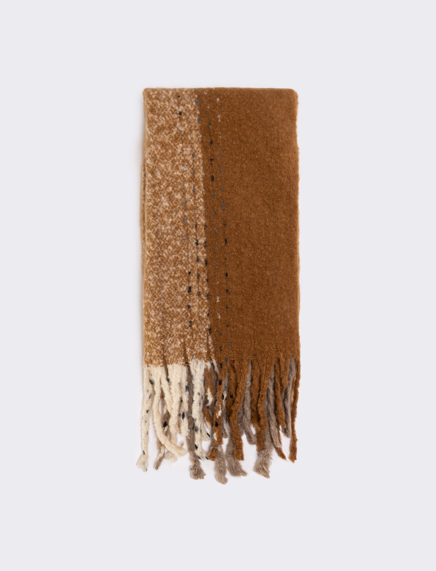 Sciarpa tinta unita con frange donna - Beige