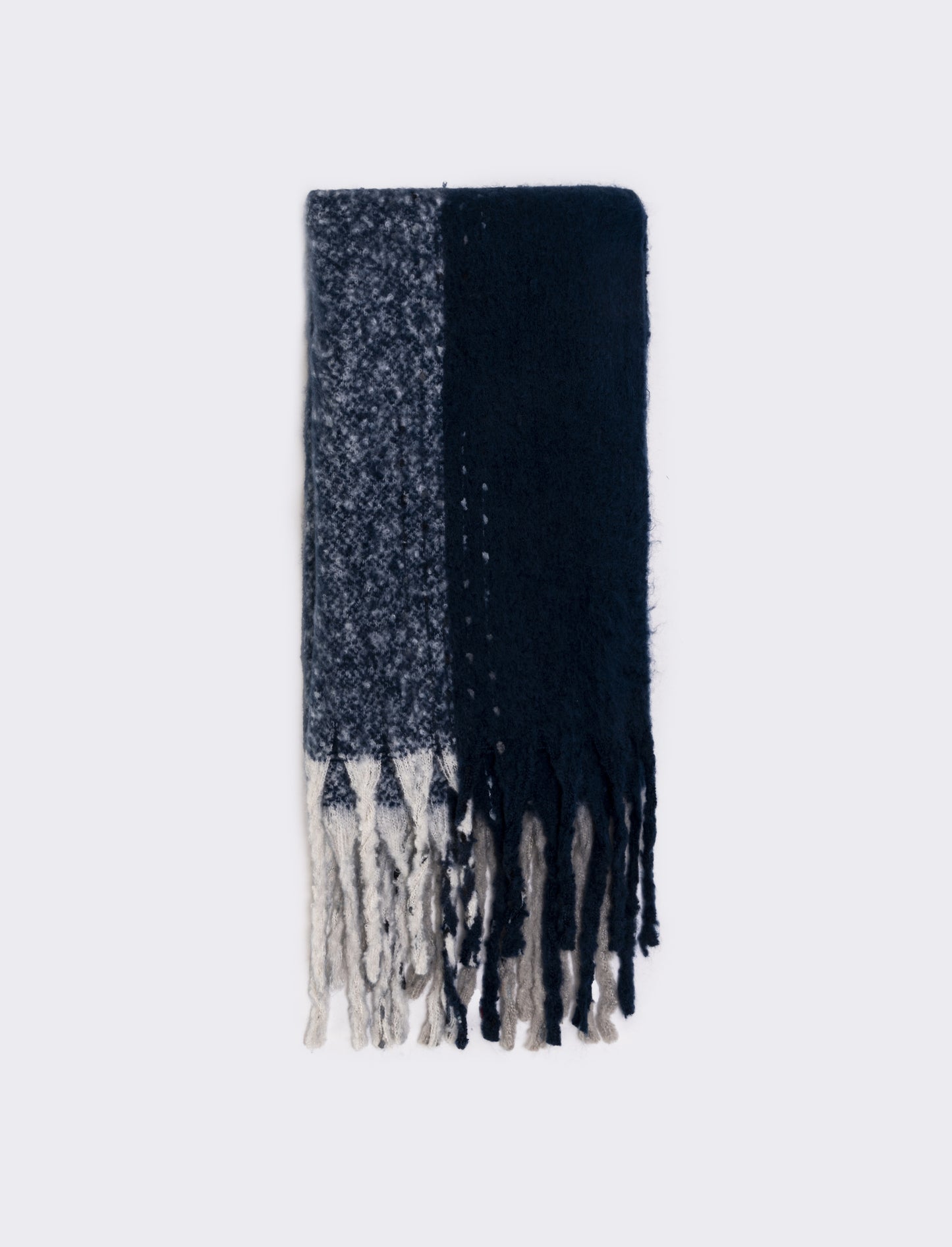 Sciarpa tinta unita con frange donna - Blu