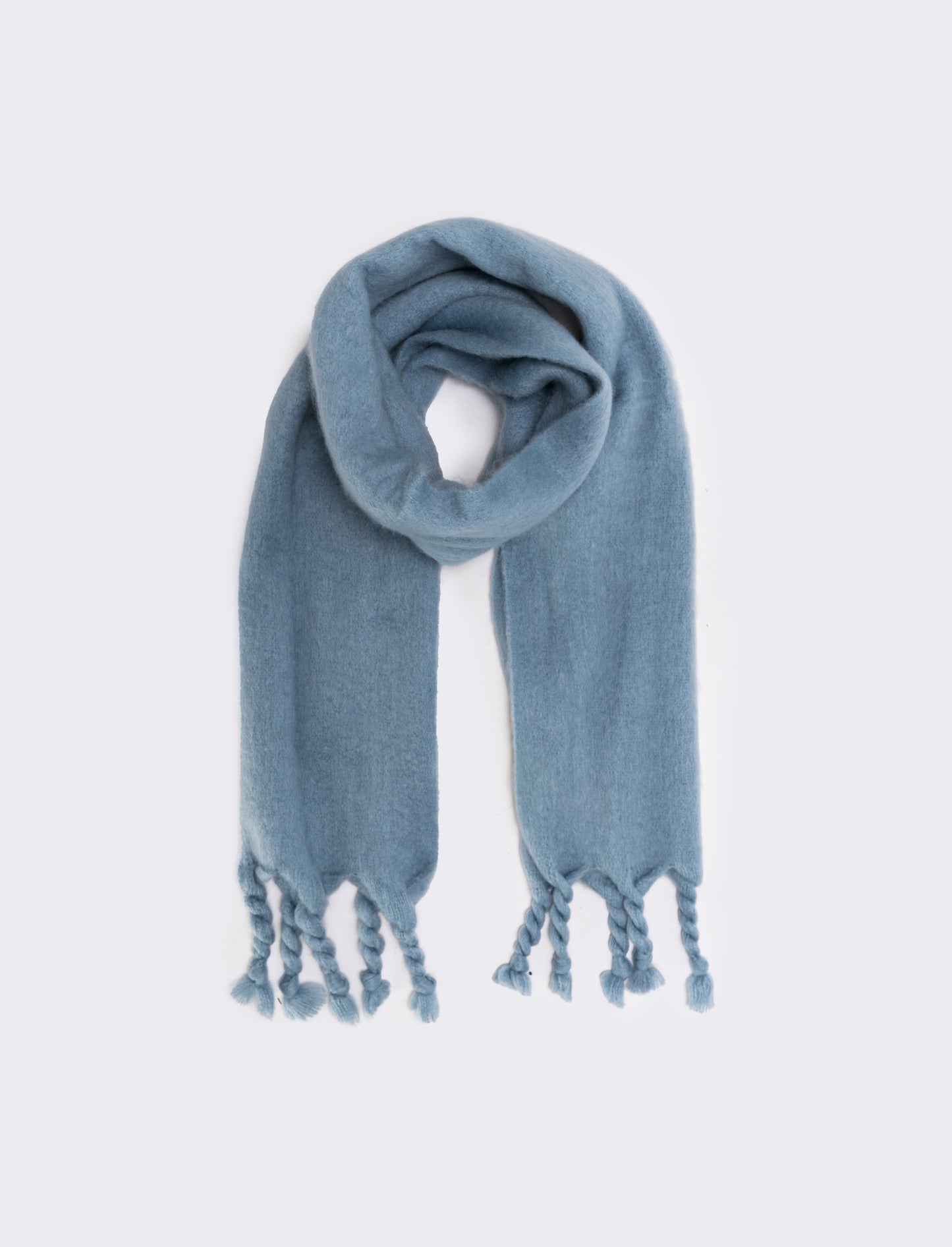 Foulard unito con frange torciglioni donna - Denim