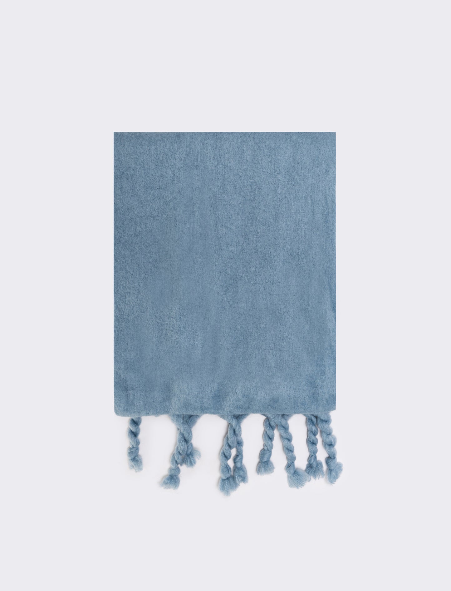 Foulard unito con frange torciglioni donna - Denim