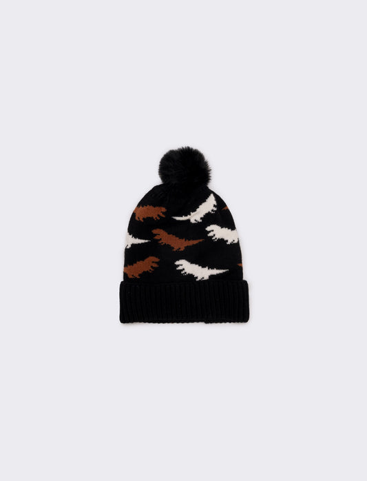 Cappello dinosauri con pon pon bambino - Nero