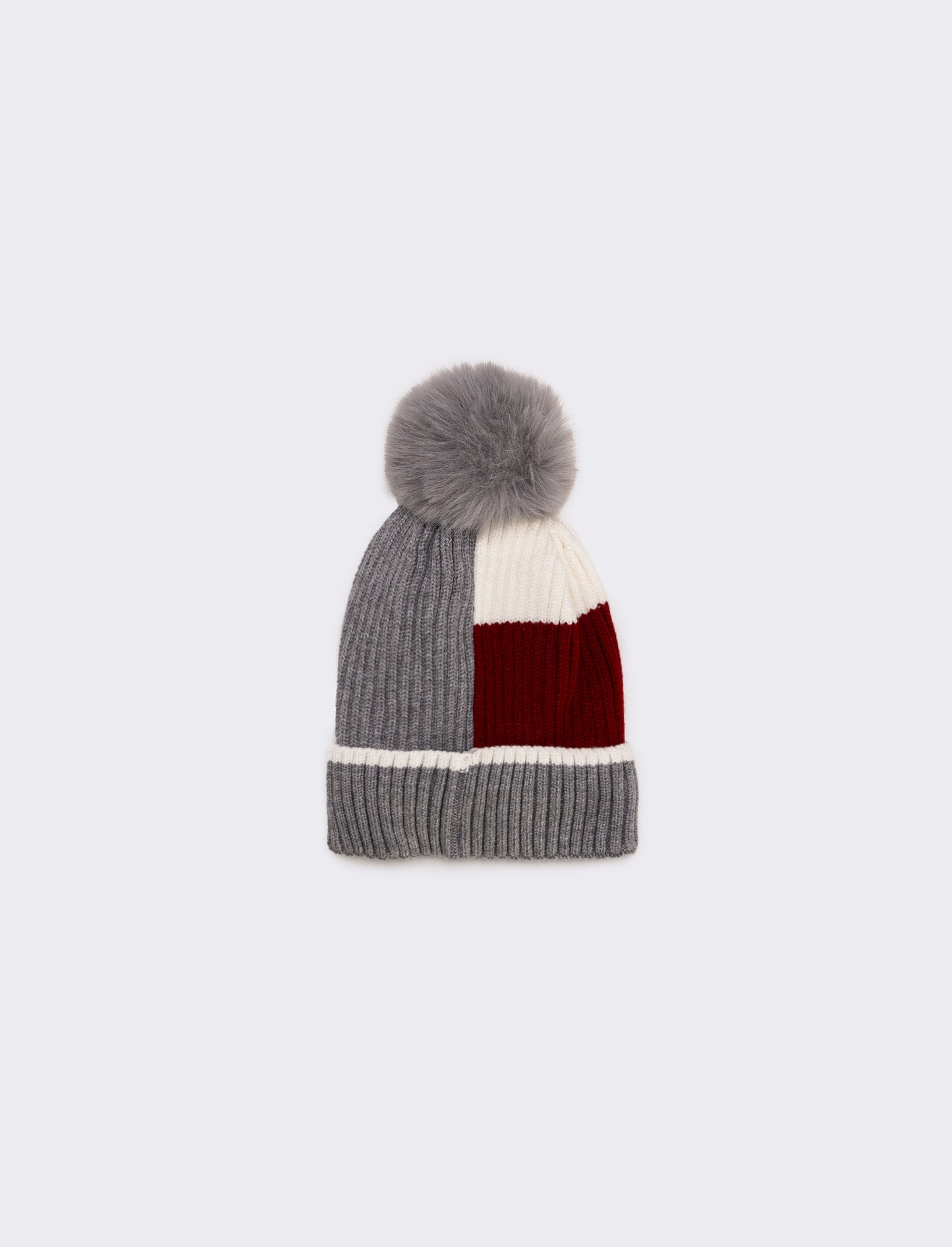 Cappello con pon pon bicolor bambino - Grigio