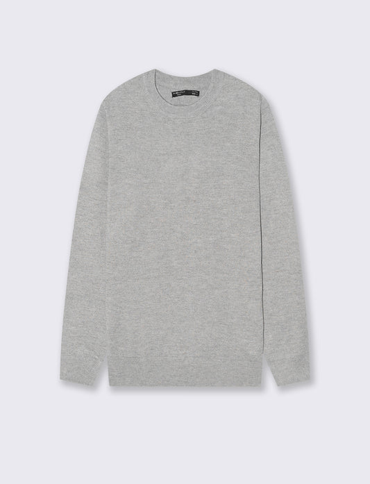MAGLIA BASIC IN FILATO EFFETTO LANA - Grigio mel.