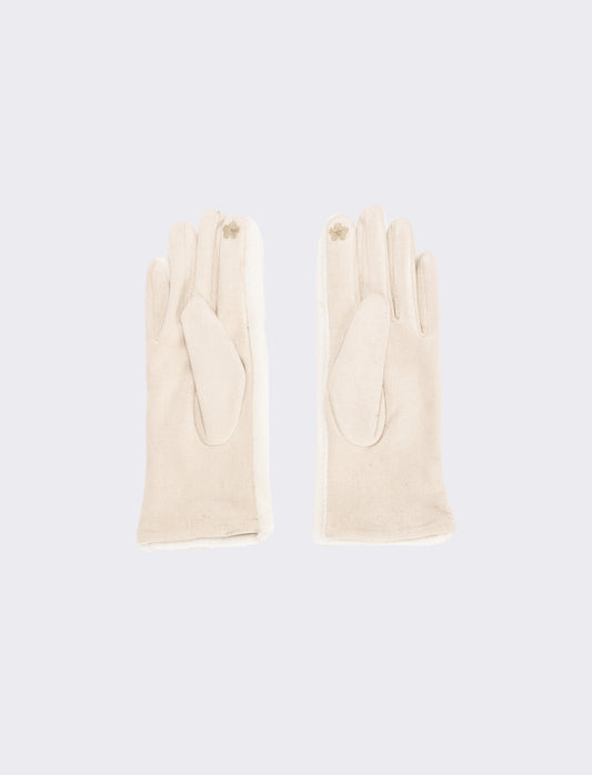 Guanti in ecopelliccia elastici - Bianco sporco