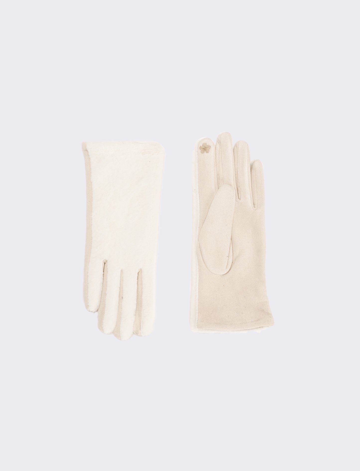 Guanti in ecopelliccia elastici - Bianco sporco