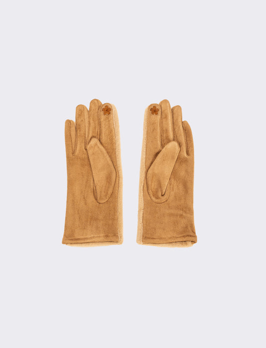 Guanti in ecopelliccia elastici - Beige