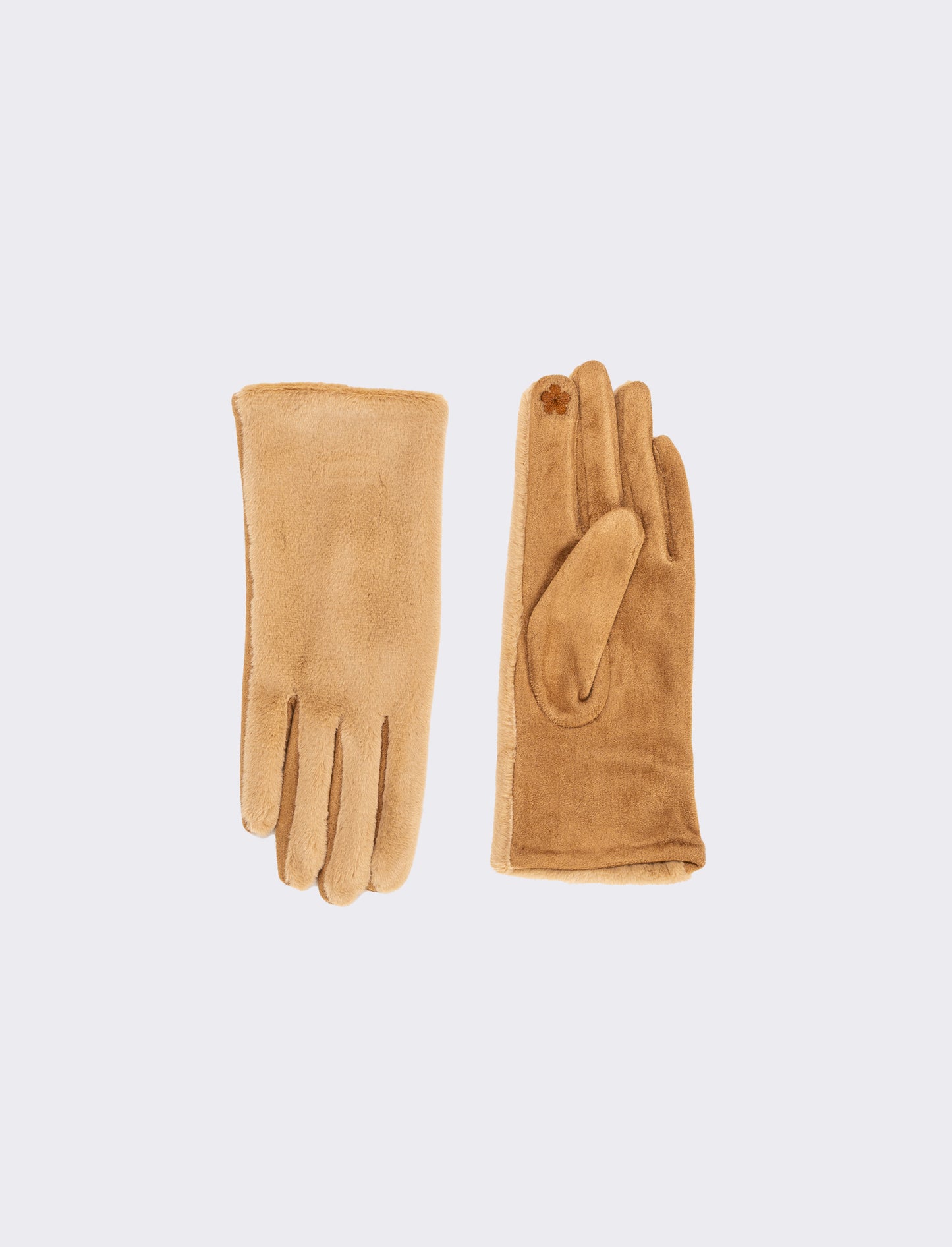 Guanti in ecopelliccia elastici - Beige
