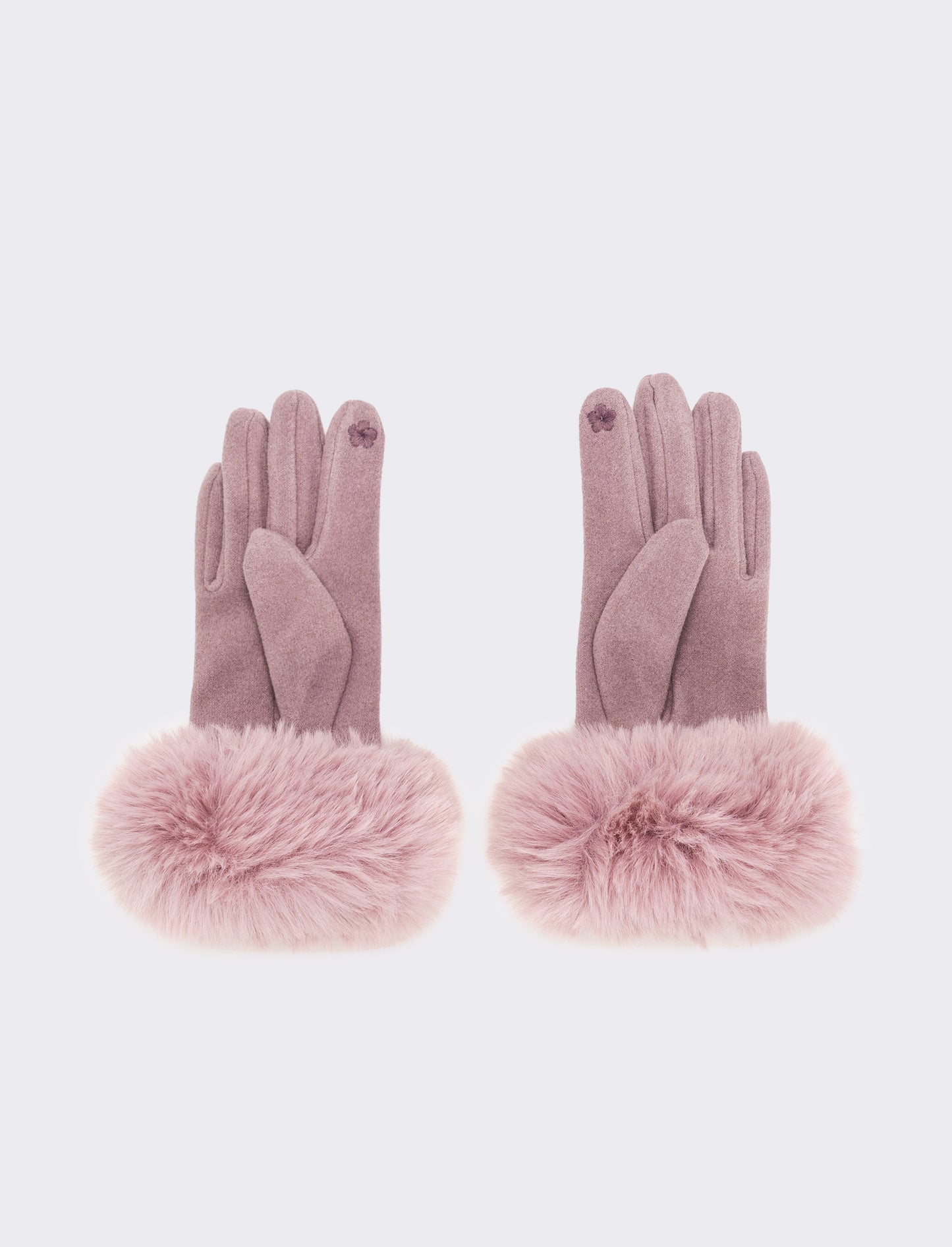 Guanti con polsino in pelliccia sintetica - Rosa