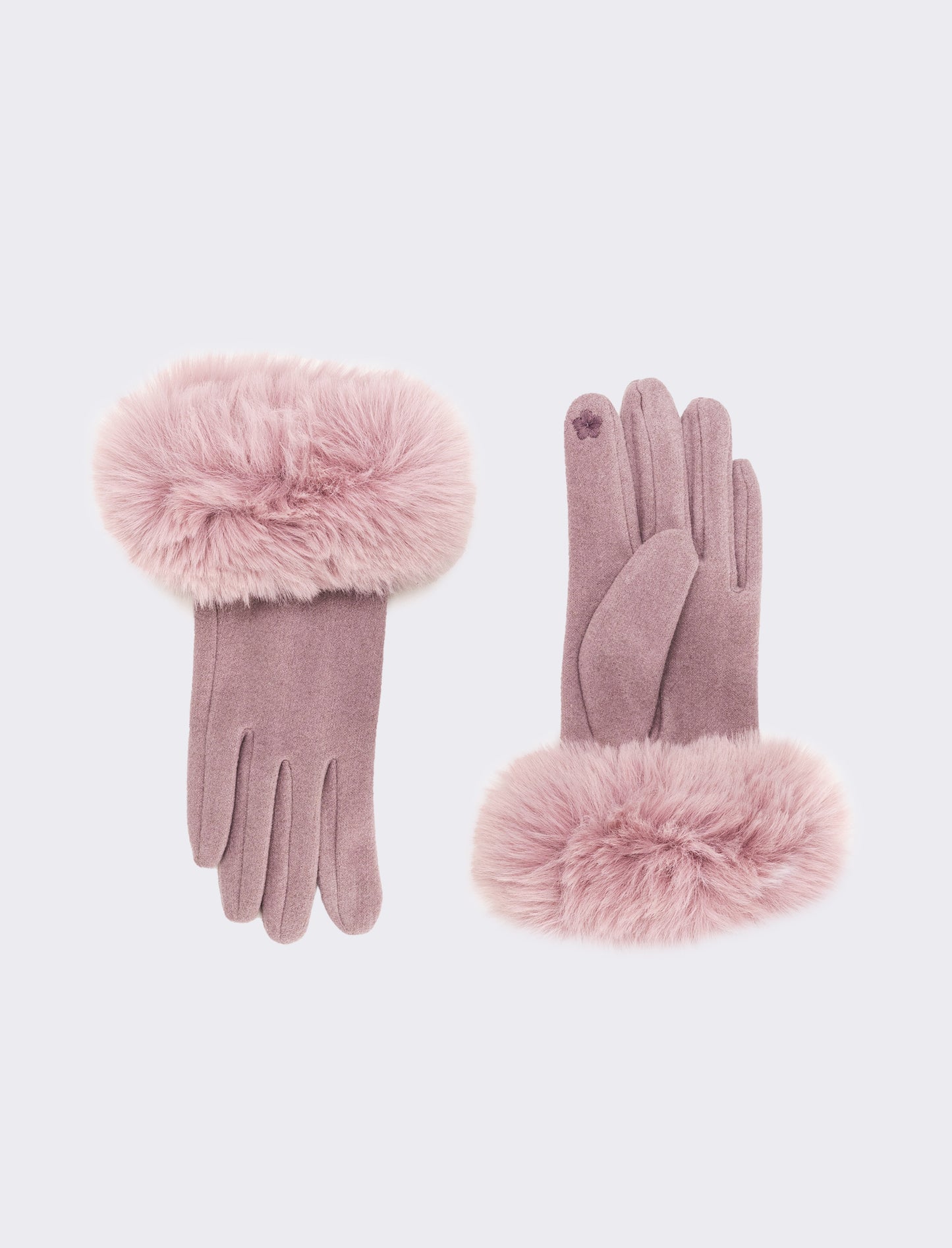 Guanti con polsino in pelliccia sintetica - Rosa