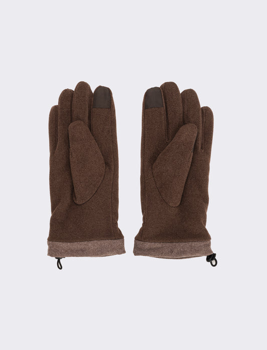 Guanti in pile con coulisse uomo - Marrone