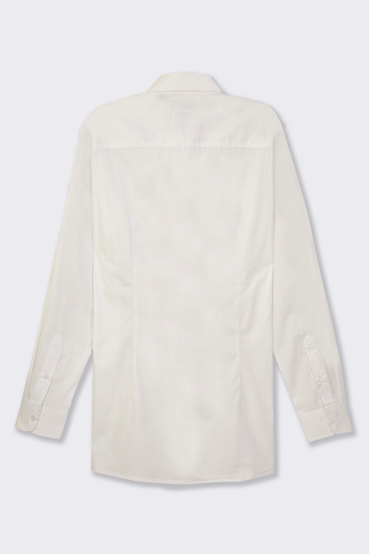 Stretch Cotton French Collar Shirt with Long Sleeves - White