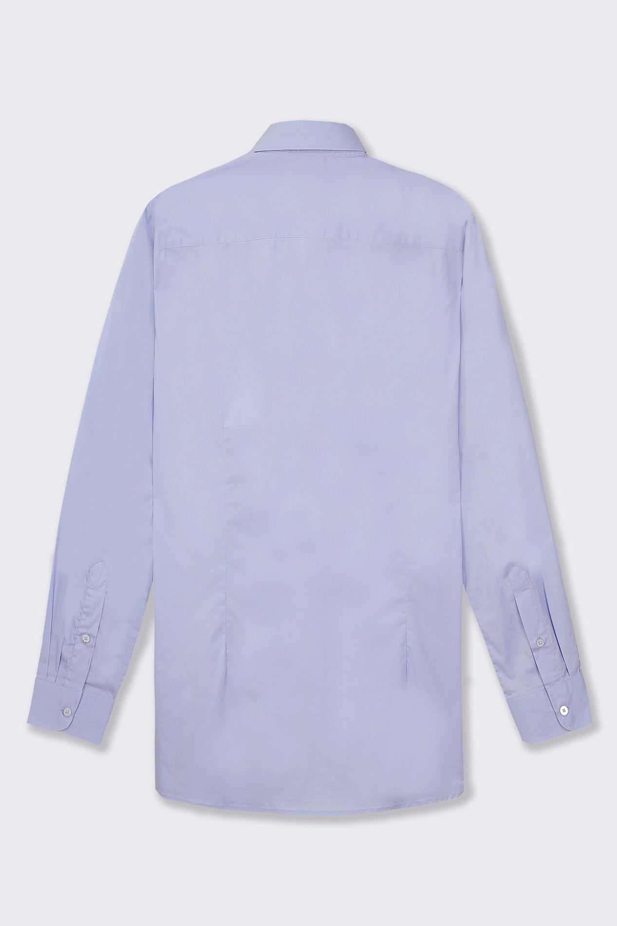 Stretch Cotton French Collar Shirt with Long Sleeves - Sky blue