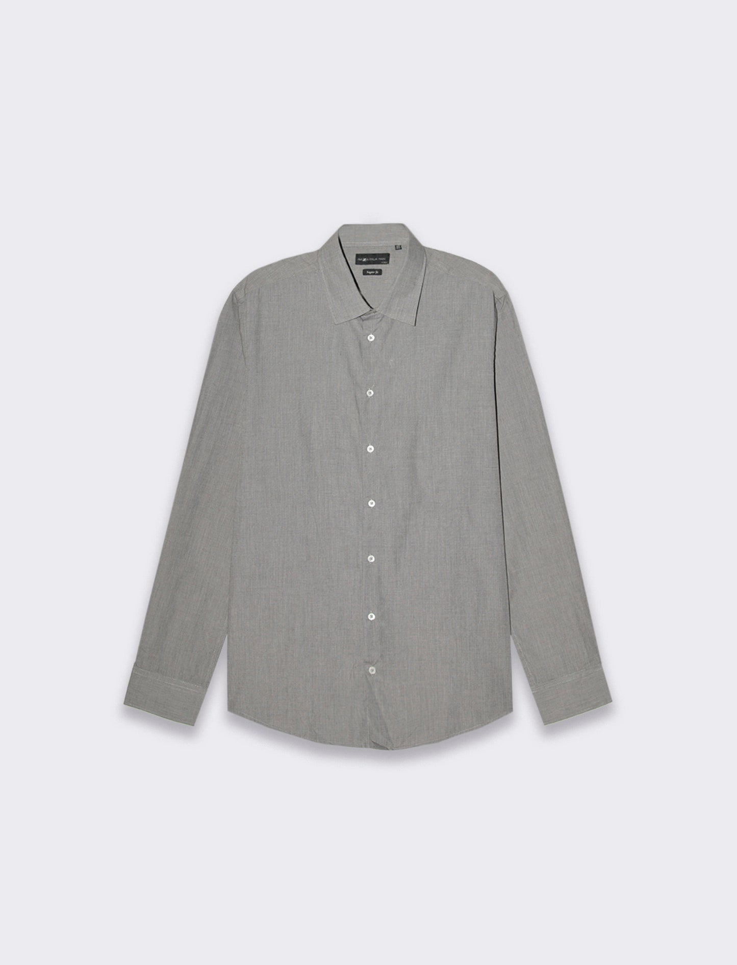 Regular Fit Cotton Blend Fil a Fil Easy Iron Shirt - Grey