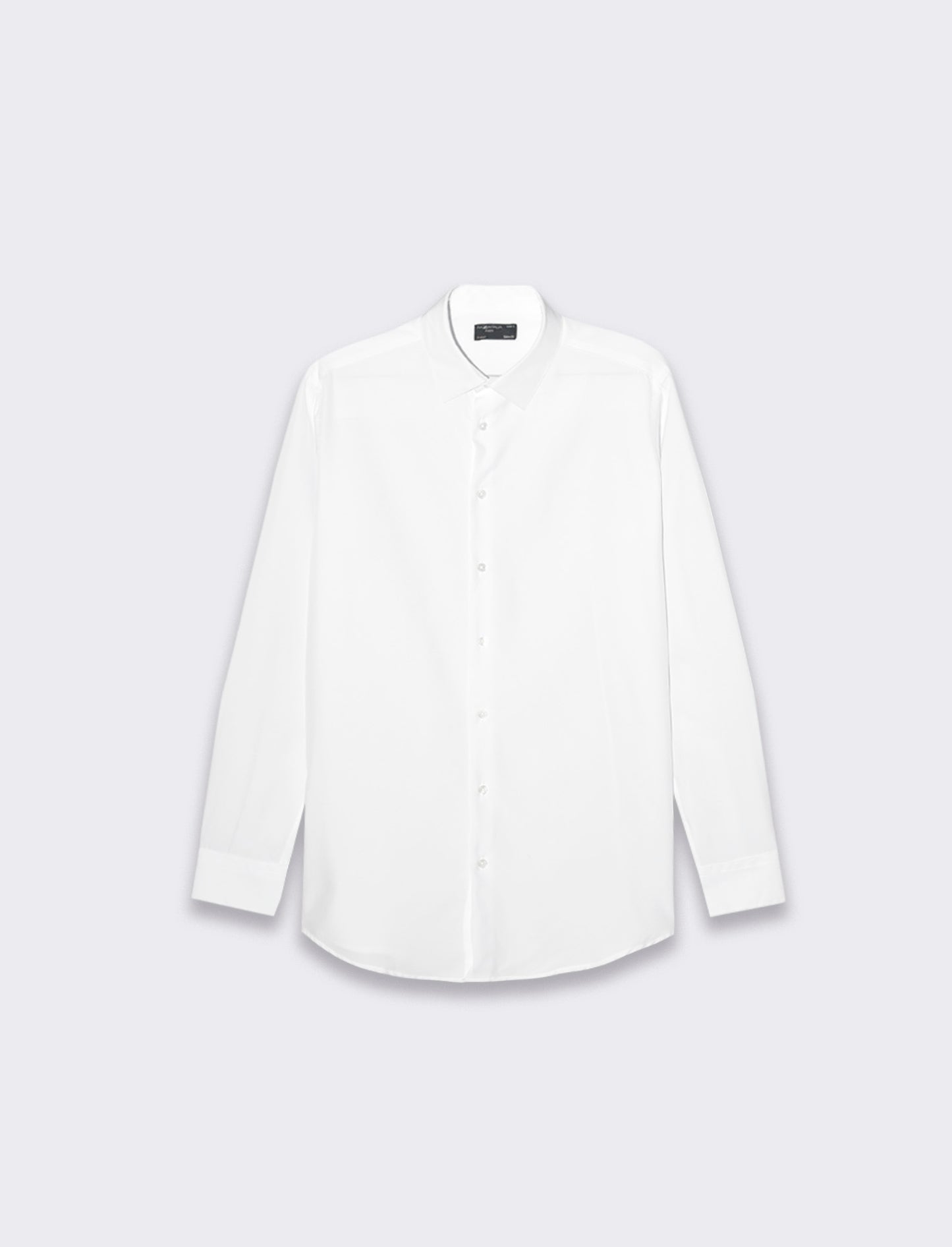 Slim Fit Stretch Fabric Italian Collar Shirt - Long Sleeve - White