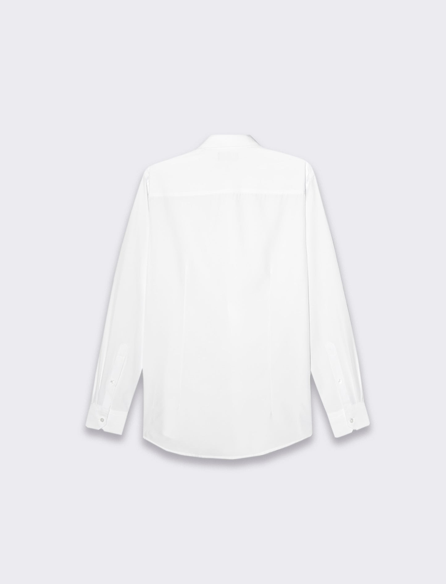 Slim Fit Stretch Fabric Italian Collar Shirt - Long Sleeve - White