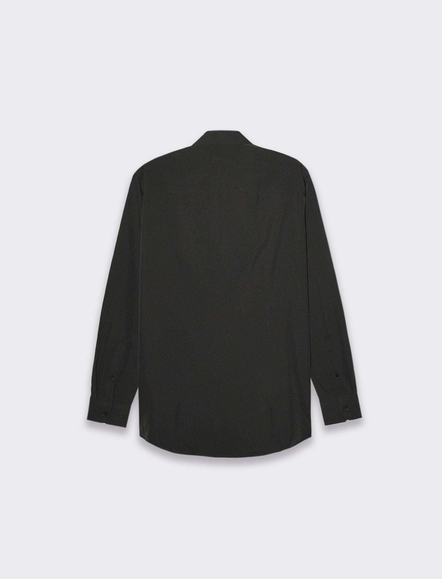 Slim Fit Stretch Fabric Italian Collar Shirt - Long Sleeve - Black