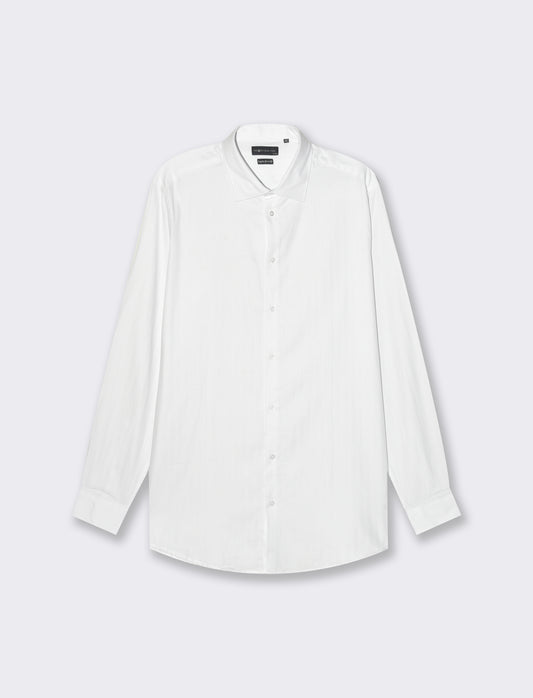 Structured Cotton Formal Shirt with French Collar - Regular Fit - White