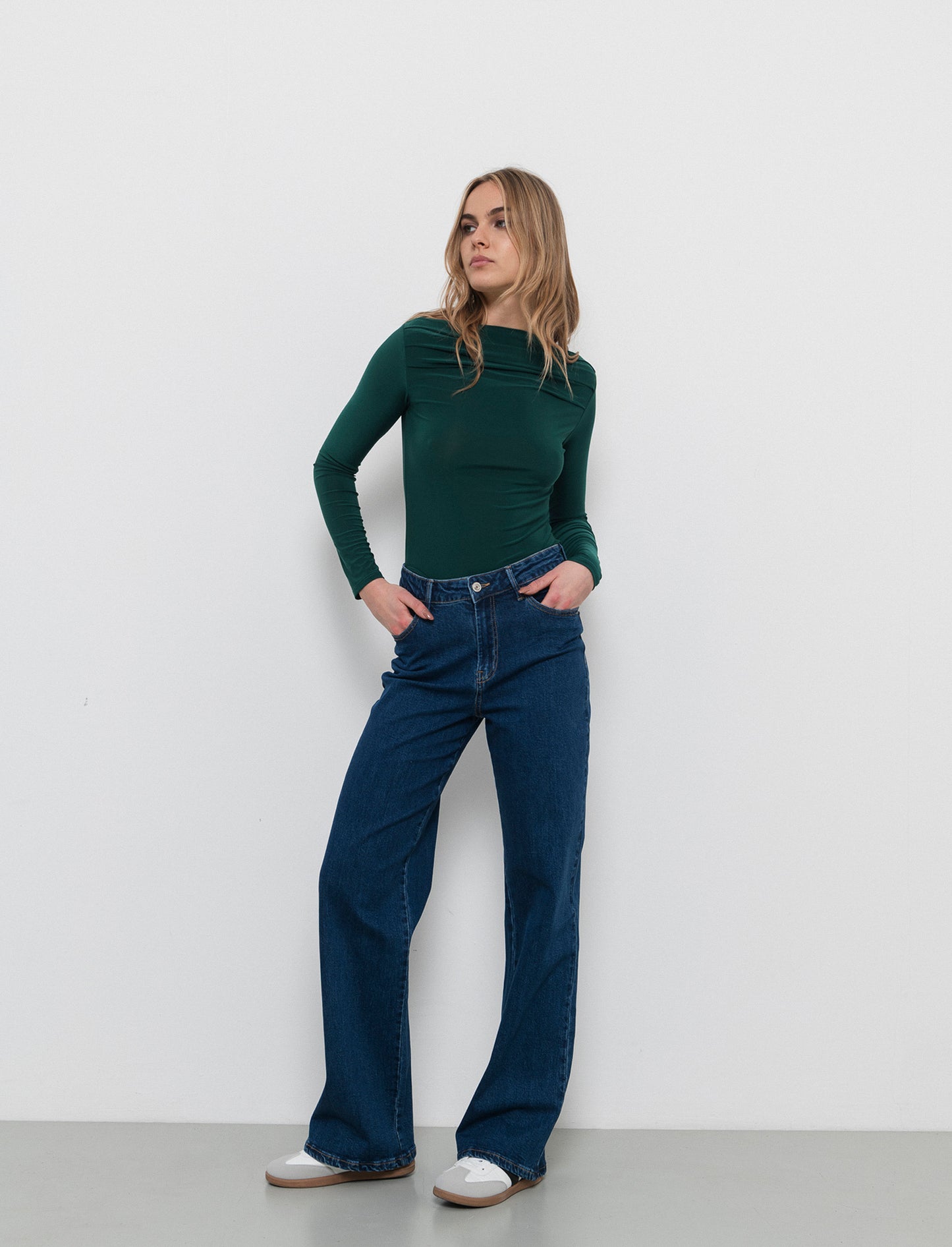 Body con scollo a barca - Verde