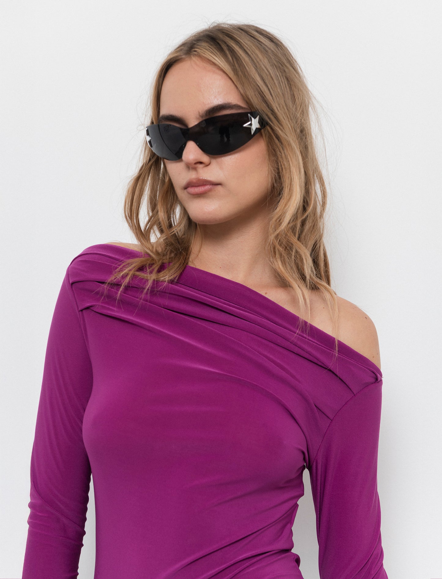 Body con scollo a barca - Fuxia