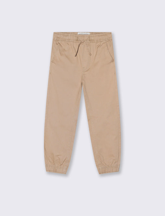 Jogger in twill. - Beige