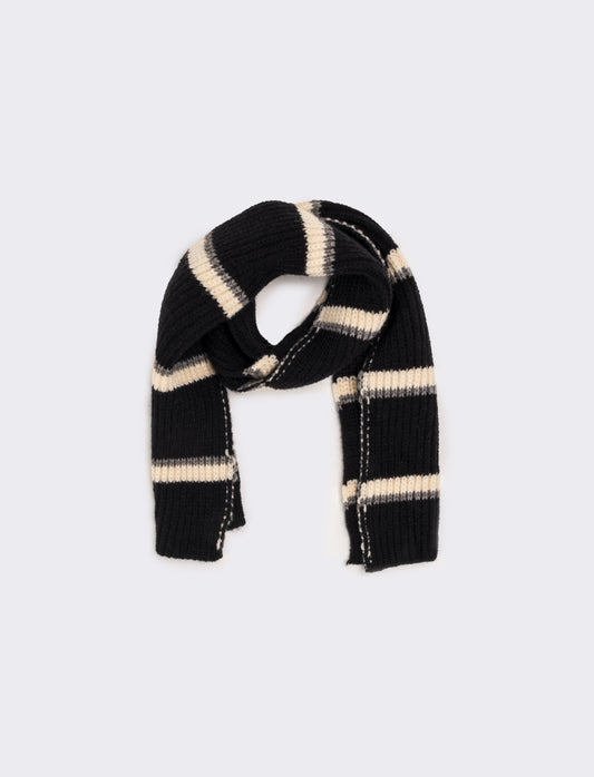 Sciarpa a righe in maglia bambino - Nero