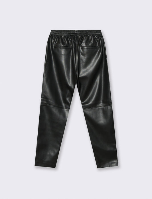 PANTALONE IN TESSUTO EFFETTO PELLE - Nero