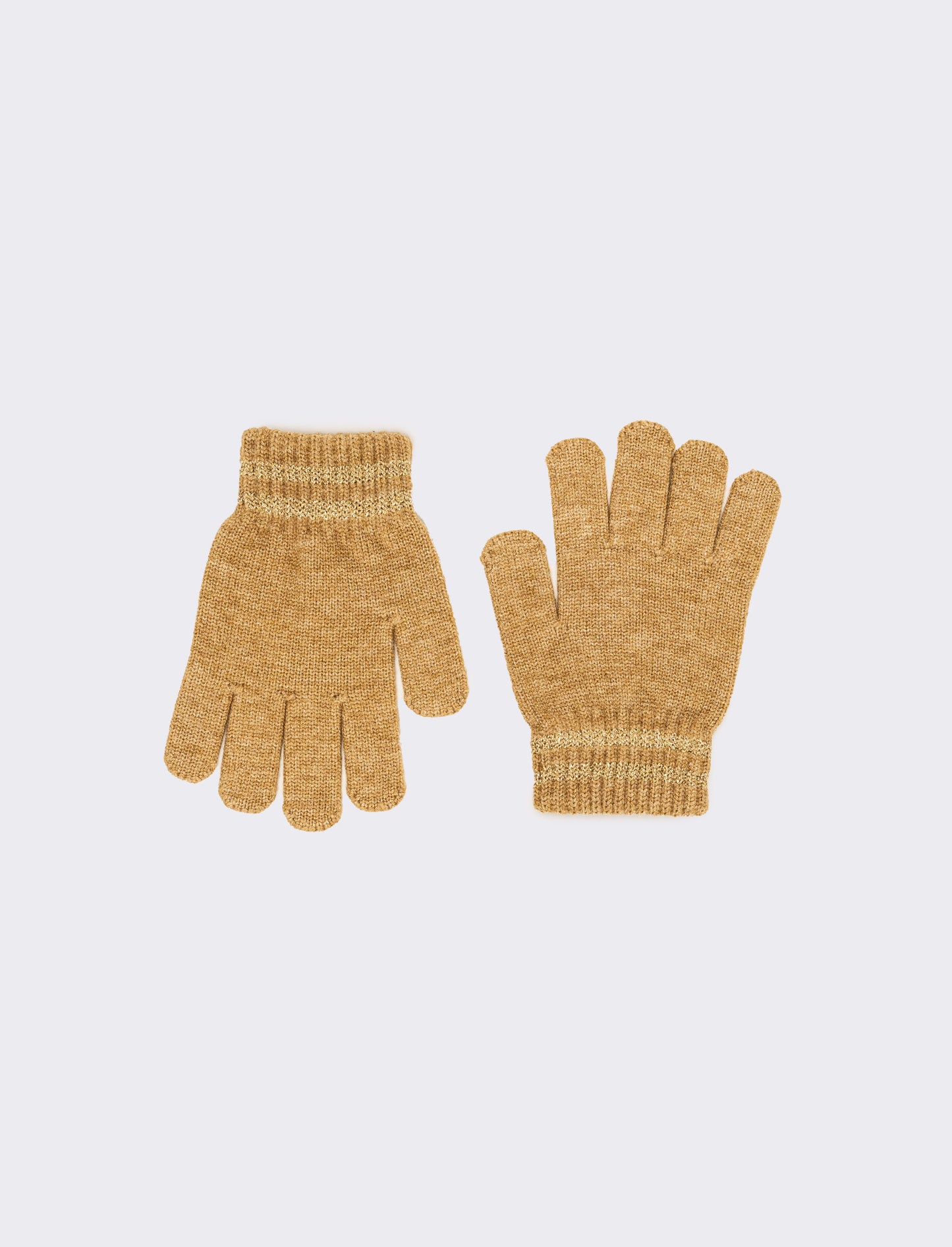 Guanti con riga lurex - Beige