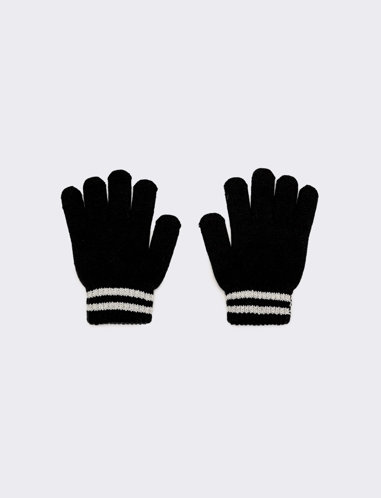 Guanti con riga lurex - Nero
