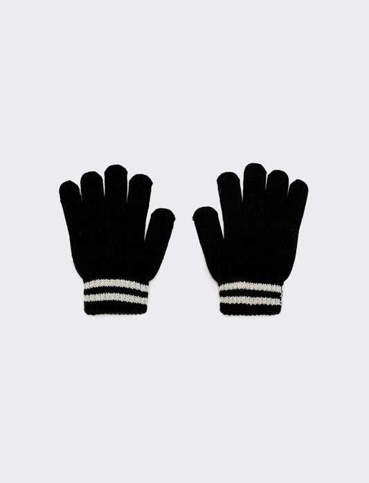 Guanti con riga lurex - Nero