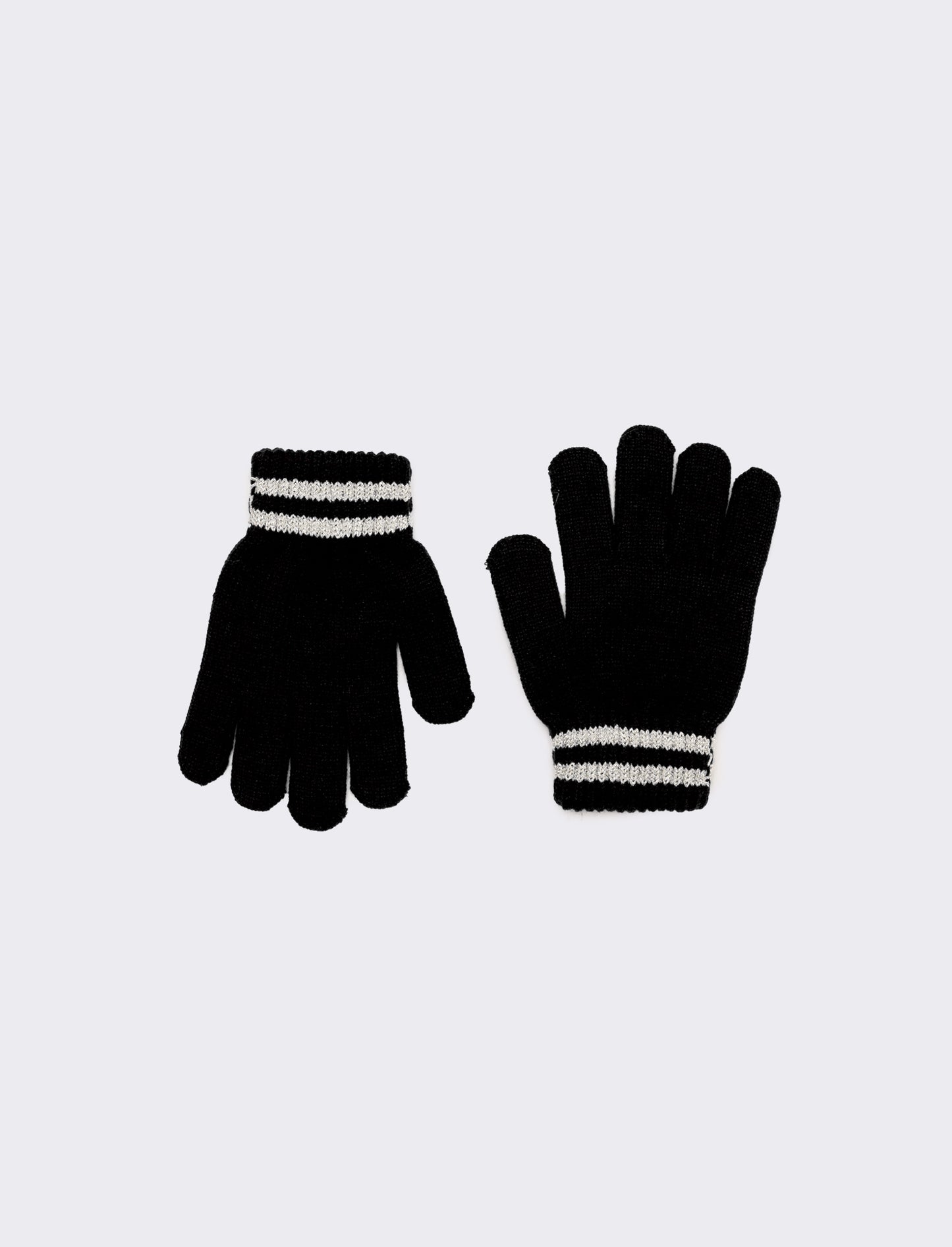 Guanti con riga lurex - Nero
