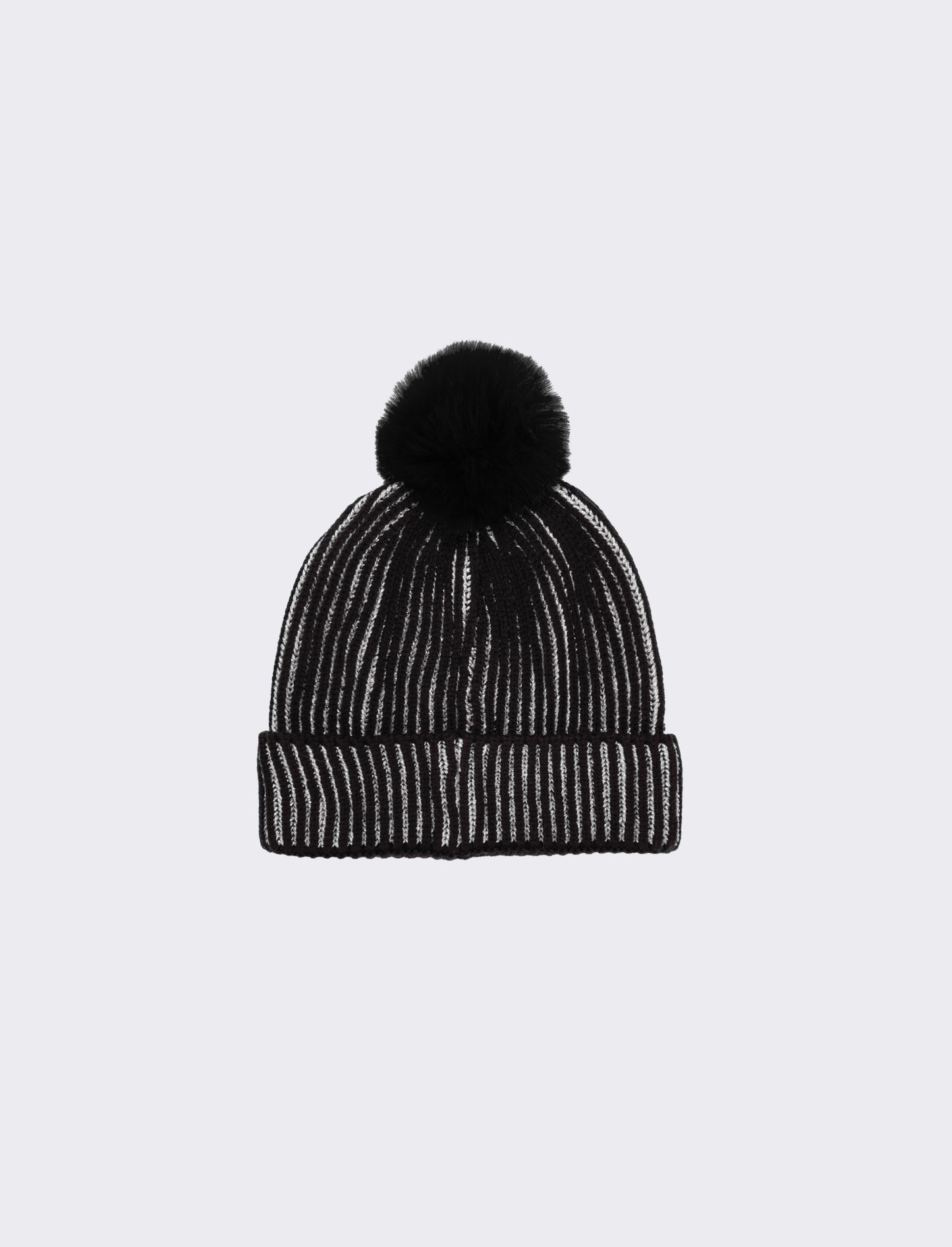 Cappello con pon pon a cuore glitter - Nero