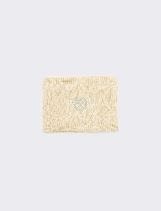 Sciarpa collo con borchiette - Bianco sporco