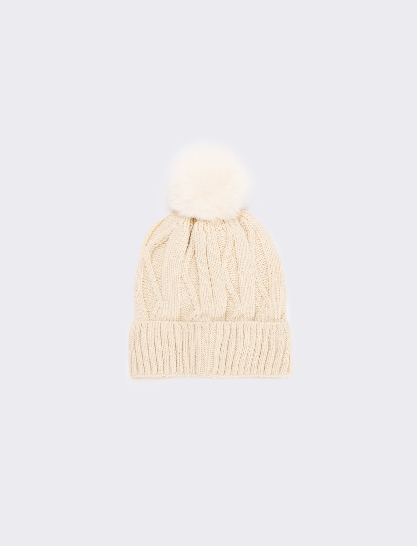 Cappello con pon pon e borchie - Bianco sporco