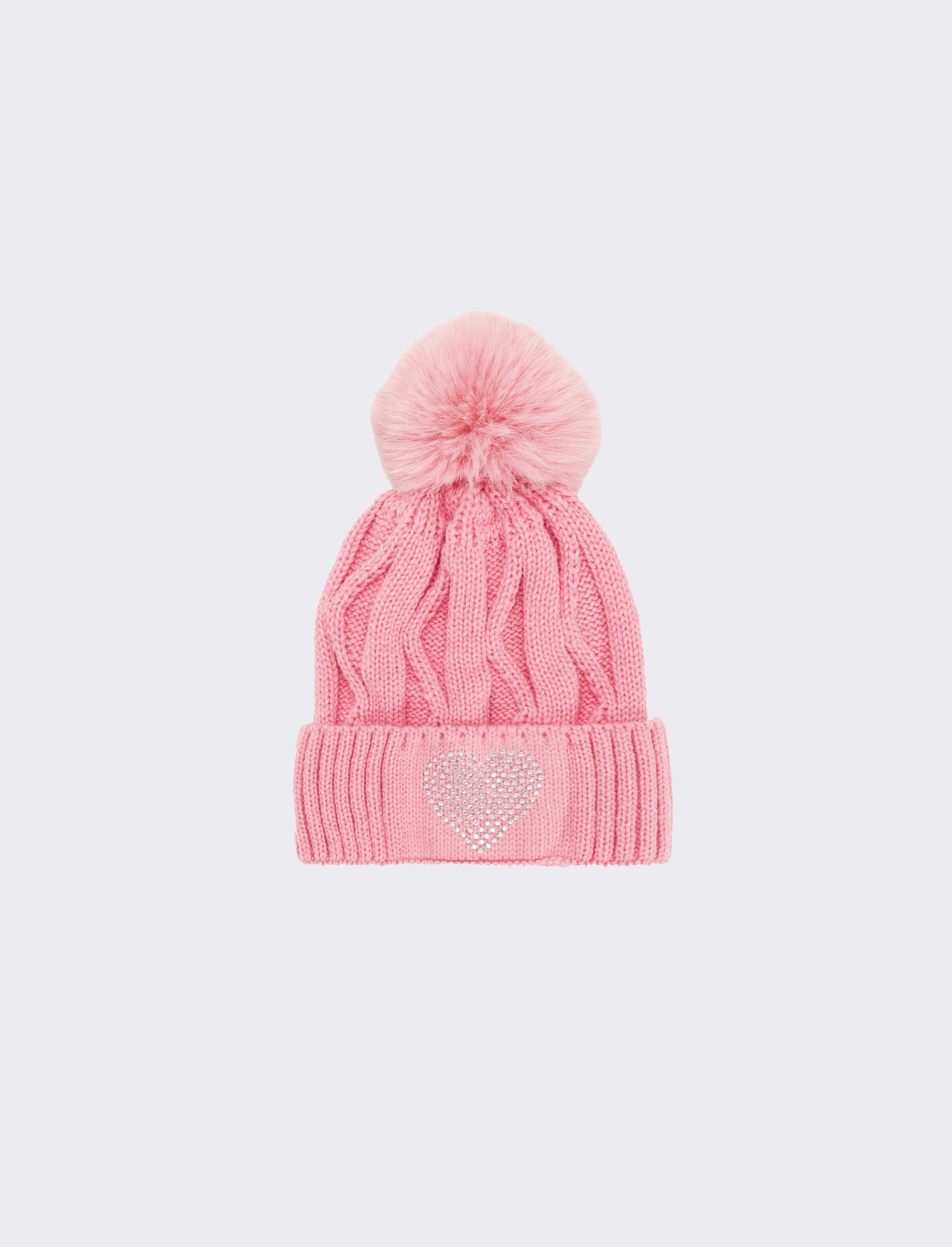 Cappello con pon pon e borchie - Rosa