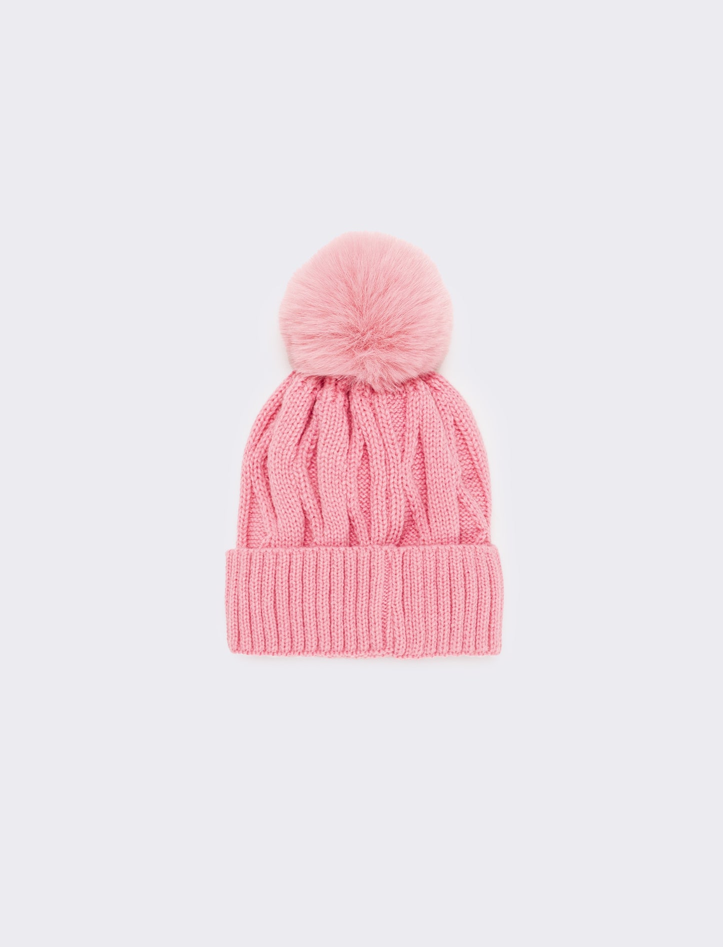 Cappello con pon pon e borchie - Rosa