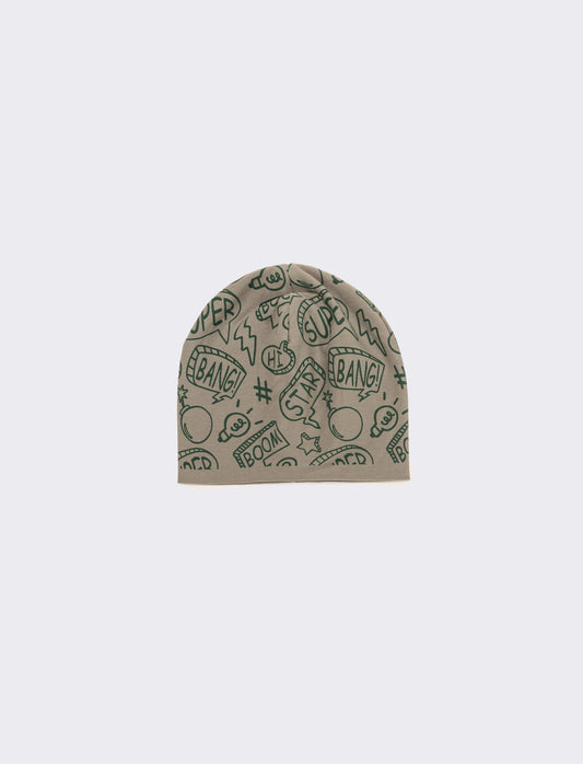 Cappello cuffia con stampa stelle - Verde