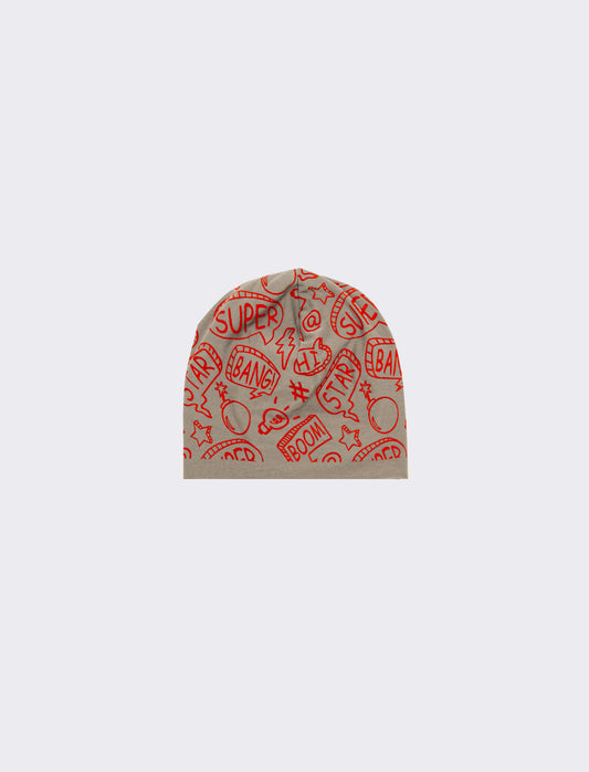 Cappello cuffia con stampa stelle - Rosso