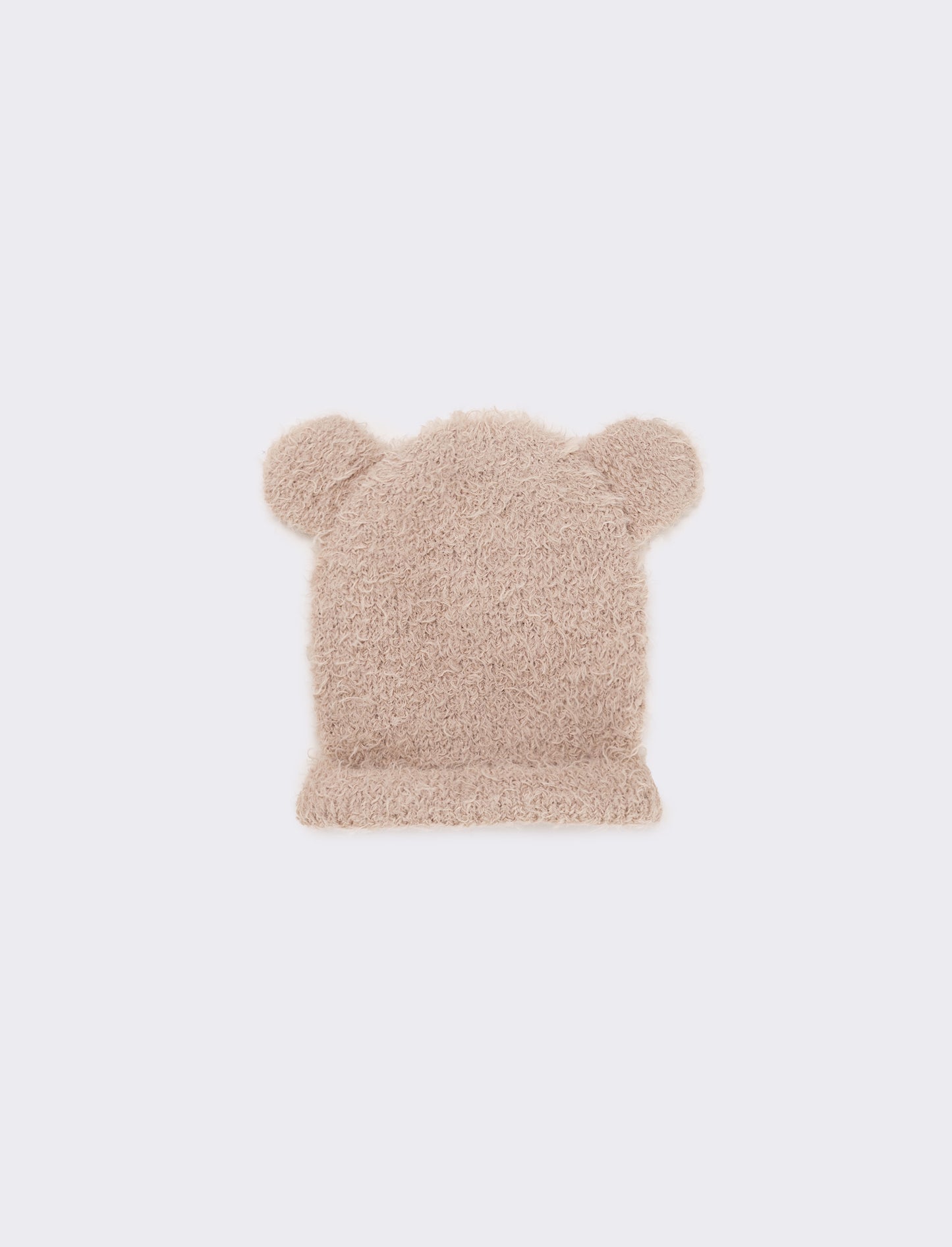 Cappello con risvolto orecchie e orsetto - Beige
