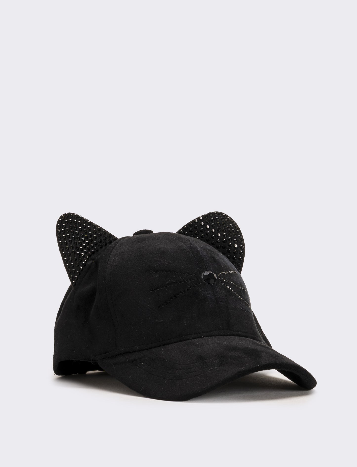 Cappello baseball gattina con strass - Nero