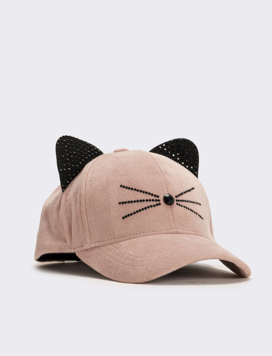 Cappello baseball gattina con strass - Rosa