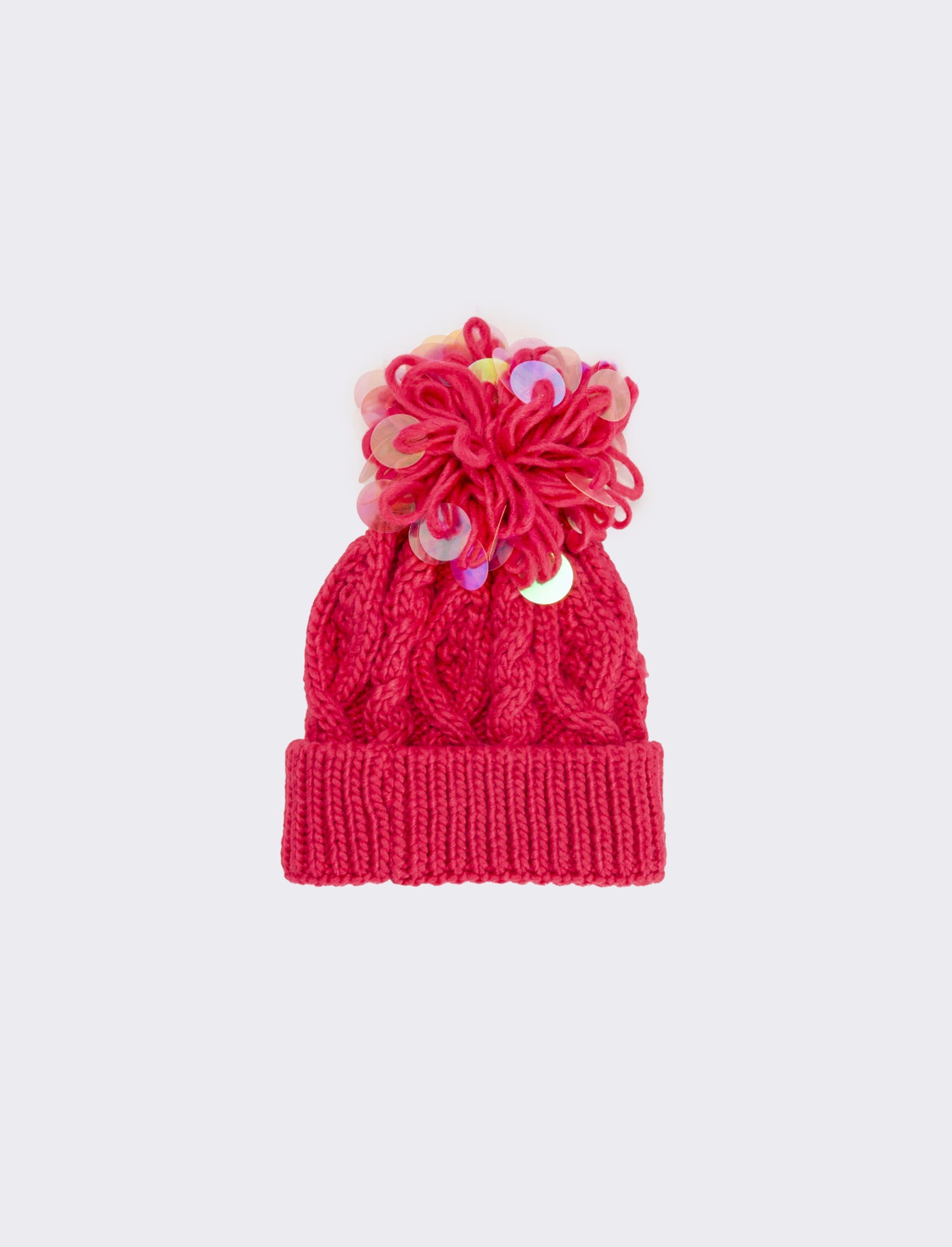 Cappello paillettes grandi pon pon - Rosa