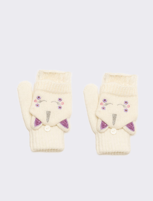 Guanto unicorno con muffola bambina - Bianco sporco
