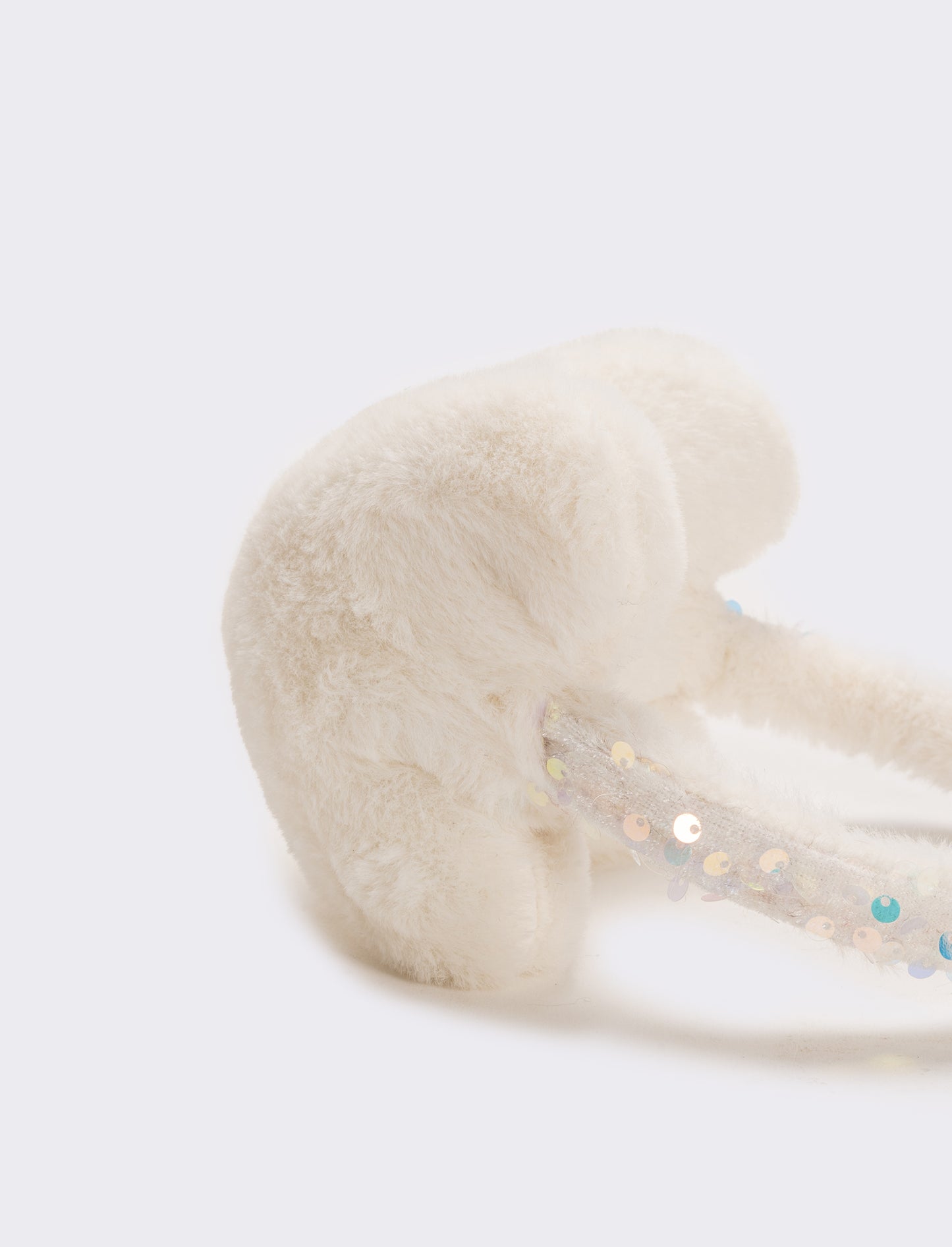 Copriorecchie cuore con paillettes - Bianco