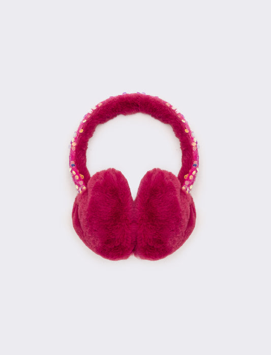 Copriorecchie cuore con paillettes - Bordeaux