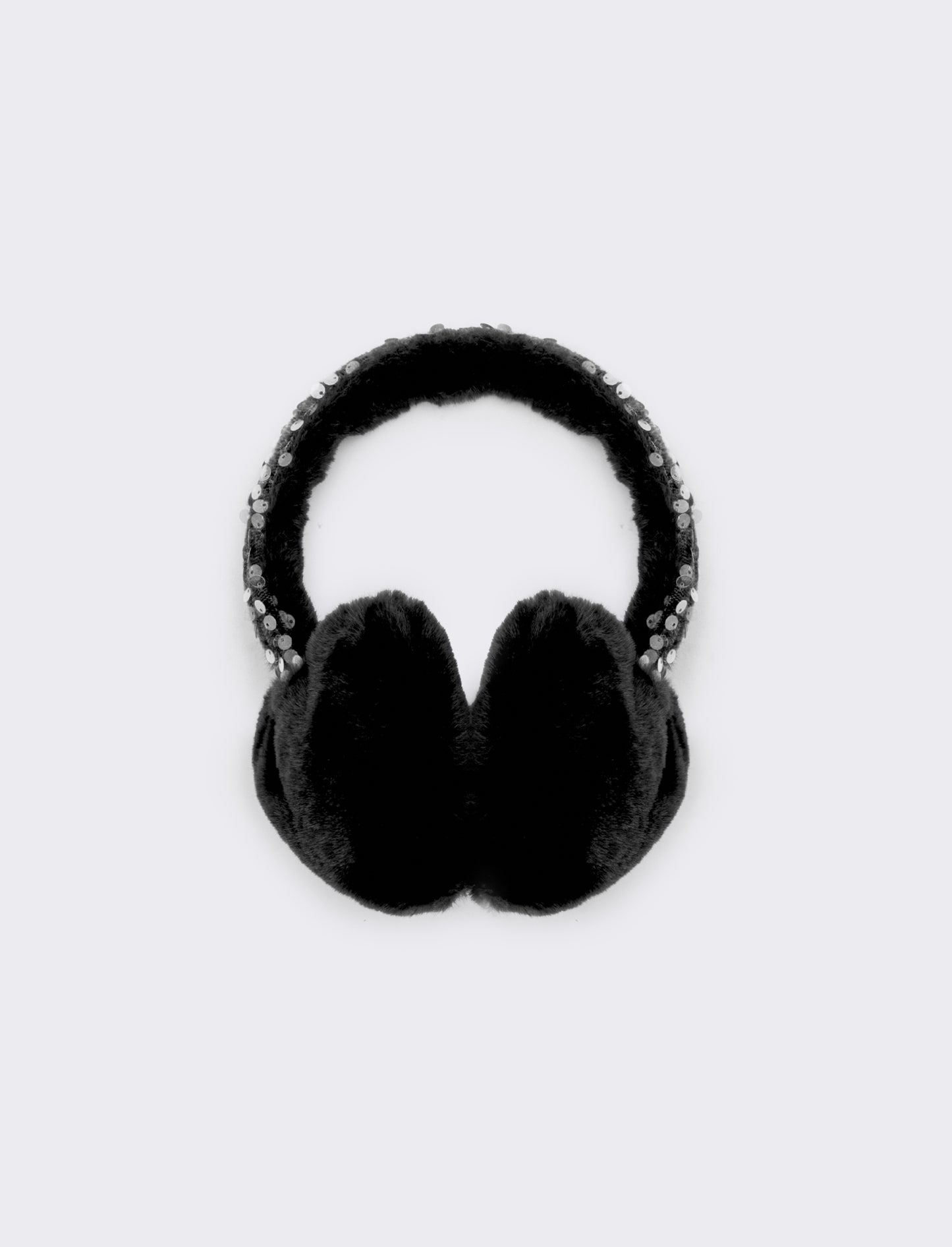 Copriorecchie cuore con paillettes - Nero