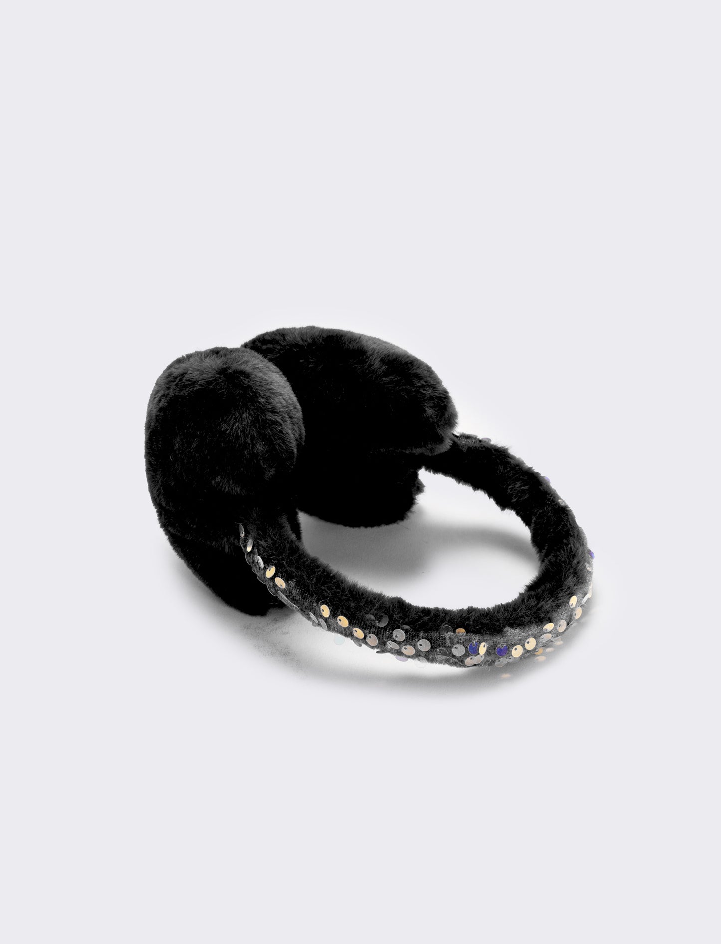 Copriorecchie cuore con paillettes - Nero