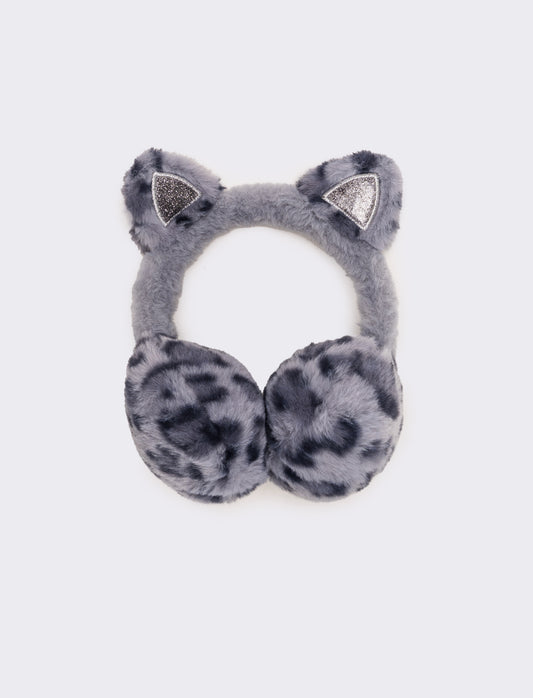 Copriorecchie leopardato con orecchie - Blu